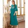 Roupas étnicas Mulheres Elegantes Apliques Maxi Vestido Beads Flor Kaftan Muçulmano Abaya Marocain Caftan Eid Ramadan Jalabiya Dubai Turquia Abayas