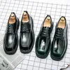 Robe chaussures 2024 mode bout carré hommes plate-forme en cuir pour hommes à lacets fête Oxford homme miroir luxe