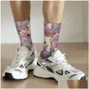 Mens Socks Happy Shy Flower Whippet Greyhound Dog Retro Street Style Casual Crew Sock Sock Mönster Tryckt Drop Delivery Apparel Under Otsqk