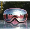 Óculos de óculos de neve grandes para homens com mulheres com lente dupla Antifog Protection UV Glasses de esqui rosa Os óculos de snowboard à prova de vento inverno