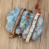 Charm Bracelets Natural Copper Turquoise Bracelet Beaded Leather Wrap For Women Men Birthday Gifts