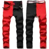 Mens Jeans Male American Styles Fashion Stitching Slim Two-Color White And Black Trend Stretch Trousers Denim Pants Drop Delivery Appa Dhnam