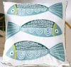 Blue Beach Ocean Shell Starfish Whales Pillow Cushion Cover Cotton Embroidered Pillowcase Flora Sofa Bedroom Home Decor 240327