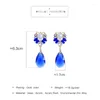 Dangle Earrings Wedding Fashion Jewelry Luxury Imitation Pearl Blue Rhinestone Water Drop Drop