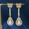 Boucles d'oreilles goutte d'eau cristal strass pour femmes or argent couleur luxe filles balancent bijoux cadeau de mariage Z717