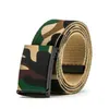 Riemen Nieuwe heren camouflage canvas riem met casual print graffiti riem paar camouflage tactische jeans gesp unisex y1 Q240401