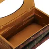 Retro Wood Book Shape Tissue Box Rectangle Napkin Paper Holder Storage Case 240327