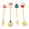 Spoons 4pcs Christmas Forks Stainless Steel Cute Stylish Tableware Set For Coffee Tea