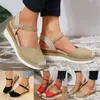Sandals Women Closed Toe Wedge 2024 Summer Buckle Strap Gladiator Shoes Fashion Espadrilles Platform Sandalias Mujer