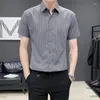 Camisas de vestido masculinas roupas listradas preto formal masculino topo camisa de negócios e blusa de algodão marca normal casual fino ajuste em hipster i