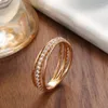 Bagues de cluster Gulkina 2024 Bague de conception unique pour femme 585 Couleur or rose Ligne géométrique Simple rangée Zircon naturel Bijoux quotidiens