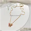 Pendant Necklaces Exquisite Enamel Butterfly Necklace For Women Charm Elegant Clavicle Chain Accessories Jewelry Gift Drop Delivery Pe Dh82Q