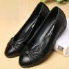 Pumps Black Wedges Pumps Soft Leather Work Shoes Women Low Heel Nonslip Simple Casual Commuting Korean Fashion Shallow Slipon