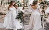 Modern Full Lace Wedding Dresses Sexy Backless A Line V Neck Long Sleeve See Through Summer Bohemian Bridal Wedding Gowns BC112262372211