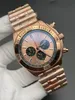 2024 AAA+ Högkvalitativ Mans klockor Kronografkvartrörelse Sapphire Glass 44mm Rose Gold Rostfritt stål Fodral Mäns sportvattentät lyx Handledsklocka Mens gåva