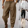 Pantaloni da uomo Pantaloni a vita media Comodi pantaloni sportivi a righe a gamba larga con cavallo profondo elastico per attività sportive e ricreative