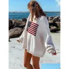 Damenpullover Y2K Damen Winter Vintage Damen Luxus Amerikanische Flagge Strickpullover Ästhetik Langarm Oversize Plover Tops Kleidung Dh4Do