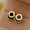 Boucles d'oreilles de créateurs pour femmes, couleur or, qualité supérieure, bijoux à la mode, en acier titane, goutte d'huile noire, amour, boucle d'oreille de luxe pour dames, cadeaux de fête