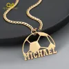 Colliers Collier de nom de football personnalisé pour hommes Gold en acier inoxydable en or chaîne de plaques signalétiques avec lettre de Noël Jewelry Men Gift