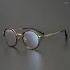 Güneş Gözlüğü Çerçeveleri Orijinal Vintage Tortoise Glod Yuvarlak Gözlükler Erkekler ve Kadınlar İçin Çerçeve El Yapımı Süper Işık Titanyum Miyopi Gözlükler