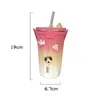 Kawaii Sainless Stalen Tumbler Voor Koffie Auto Mok Freeze Thermoskan Thermoskan Waterfles Met Stro Koud Houden Cup 600 ml 240326