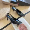 Luxury Dress Shoes Women Slingback Pump sandals High Heels Triangle pointed Toes Brushed Leather Fashion Womens Designer Wedding Party sandal