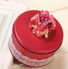 Hediye sargısı Vintage Tinplate Şeker Kutusu Kişiselleştirilmiş Düğün Doğum Günü Partisi Favor Diyal Dantel Çiçek Tatlıları Boxround Noel Dekor