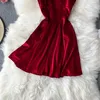 YuooMuoo Chic Fashion Damen Prinzessin Schnürriemen Minikleid Weihnachten Rot Y2K Sexy Rückenfreies A-Linie Partykleid mit hoher Taille 240320
