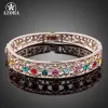 Bangles AZORA Multicolour Crystal Gold Color Bangle Jewelry Made with Genuine Stellux Austrian Crystals TB0026