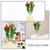 Decorative Flowers 6 Pcs Artificial Pepper Fake Chili Branches Vegetables Stem Bouquet Small Red Fruit