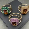 Turquie Style Zultanite Crystal grand bracelet ouvert avec une couleur de strass Bracelet en pierre changée Gold Gold For Women Girl Bracelet pour les femmes