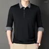 Polos masculinos 2024 marca de moda homens sólidos polo camisas para outono e primavera casual designer manga longa topos roupas