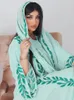 Vêtements ethniques Été Élégant Femmes Musulmanes Robe Avec Foulard Col En V Broderie Longueur Cheville Floral Marocain Kaftan Casual Abaya 2024