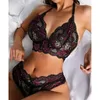 Pyjamas sexy femmes ensembles exotiques sexy pure dentelle florale pyjamas ensemble de lingerie taille haute vêtements de nuit soutien-gorge et culotte 2 pièces vêtements de nuit S XXL 240330