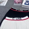 2024 Designer Ladies Spring/Summer Luxury Casual Short Sonteve + Skirt Skirt Set Classic Knit Lettering Lettering Cline CLINE Ladies di alta qualità Set di 2 pezzi