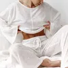 Pyjamas sexy femmes vêtements de nuit sexy blanc à la mode pantalons à manches longues et pyjamas deux pièces en gros femmes vêtements pour la maison Pijama 240330