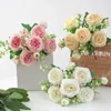 Decorative Flowers Artificial Fake Silk White Peonies Used For Home Room Vase Decoration Christmas Wreath Wedding Bouquet Party Accessories