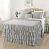 Elegante set copriletto con gonna a volant in 4 pezzi - Maglia morbida, comfort traspirante, lavabile in lavatrice, arredamento per camera da letto e dormitorio