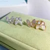 Biżuteria marki oryginalne Van Butterfly Pierścień White Beiman Diamond 18K Otwarcie Regulowany palcem wskazujący zaawansowany nie zanika