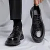 Dress Shoes Men Casual Leather Fashion Classic Brogues Luxury Handmade Thick Heels Black Male Wedding Formal B245