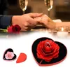 Present Wrap 3D Heart Shaped Box Spinning Rose Flower Valentines Day Jewelry Holder Love Heart-Shaped Packing