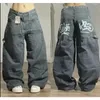 Kvinnors jeans 2024 Retro Zeep High Street Hip-Hop Baggy Y2K Harajuku Gothic midja bär byxor kläder