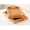 Tea Trays Bamboo Wooden Rectangular Tray Solid Wood Serving Cup El Dinner Plate