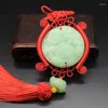 Keychains Car Pendant Green Jade Buddha Christian Religious Rearview Mirror Ornaments Hanging Auto Styling Accessories