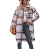 Women's Knits Women S Oversized Plaid Flannel Shacket Jacket With Hood Button Down And Lapel Collar - Stylish Long Sleeve Shirt Coat For