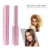 Brosse les cheveux lisser les lisseurs Brosse anti-clairs légers mini pour effectuer USB rechargeable 2in1 curler à cheveux et lisseur électrique