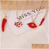 Pendant Necklaces Womens Fashion Pendant Necklace Jewelry Love Red Pepper Lip Female Creative Chain Rope Necklaces Accessories Gift La Dhdus