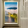 Window Stickers Privacy Film Misty Mountain View Pattern Frosted Bathroom Door PVC Anti-UV Static Cling Glass