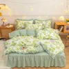 Ensembles de literie Korean Princess Style Bed Jirt Set Couple en linge de couette en lin