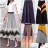 Skirts Fashion Casual Half-Length Skirt Large Pleated Long A-Line Striped Pattern Women Wavy Graphics Creative Drop Delivery Apparel W Dhhtd